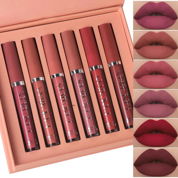 HANDAIYAN 6 Colors 2.5ml Lip Gloss Set Non-stick Lip Glaze Lipstick