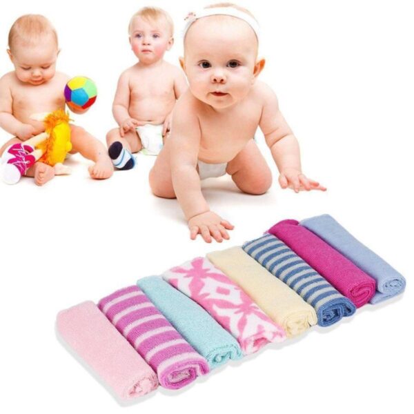 8PCS Pack Soft Cotton Baby Handkerchief Infant Towel