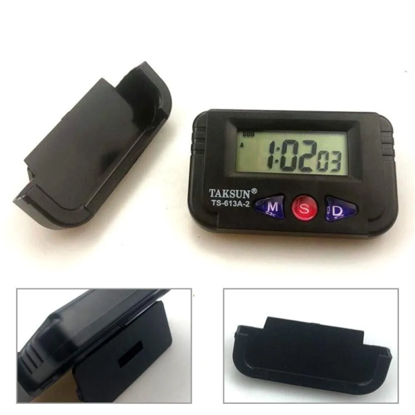 Portable Digital Clock Car Pocket Sized Electronic Travel Alarm Clock 12 Hour Date Automotive Electronic Stopwatch Alarm Clock - Image 2