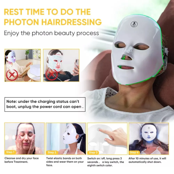 7 Colors LED Facial Mask Cover Photon Therapy Skin Rejuvenation Anti Acne Wrinkle Removal Skin Care Whitening Beauty Instrument Skin Rejuvenation Machine - Image 3