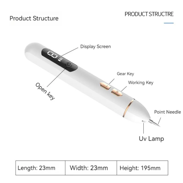 9 Level Skin Body Spot Wart Tag Tattoo Removal Pen Black Pore Dark Spot Remover Needle Remover Point Pen Facial Skin Care - Image 3