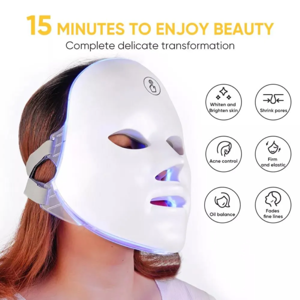 7 Colors LED Facial Mask Cover Photon Therapy Skin Rejuvenation Anti Acne Wrinkle Removal Skin Care Whitening Beauty Instrument Skin Rejuvenation Machine - Image 6