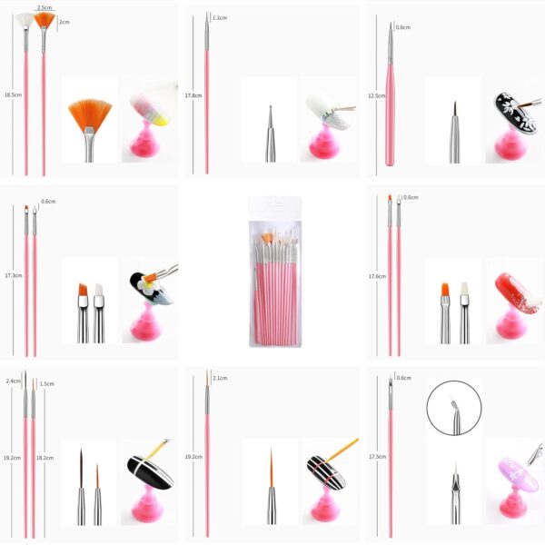 15pcs Nail Art Painting Brush Set - Image 3