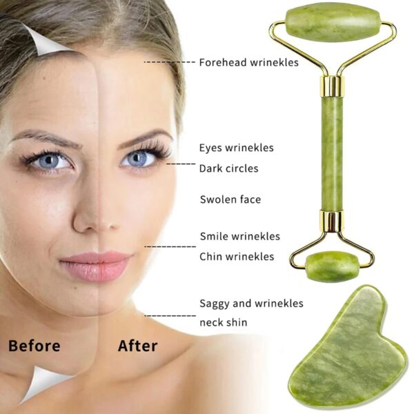 Green Jade roller & Gua sha/সবুজ জেড রোলার এবং গুয়া শা - Image 8