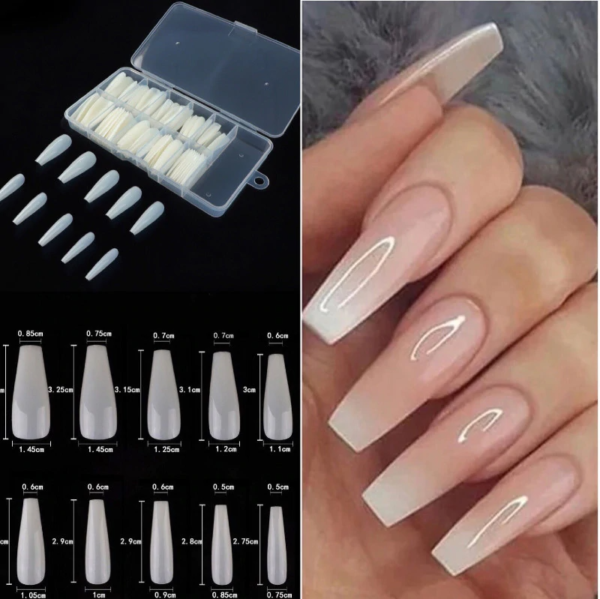 Nails Clear Natural White Extensions - Image 9