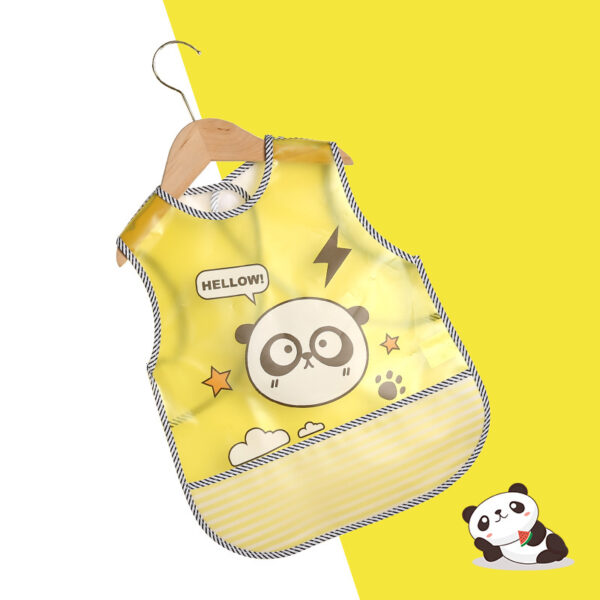 Cute Cartoon Baby Bibs with Pocket Sleeveless Waterproof Baby Feeding Bibs Adjustable Anti-dirty Children Aprons for Newborn Toddle Eating