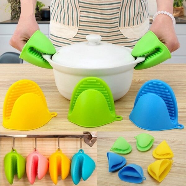 2PC Grip Oven Pot Holder Baking BBQ Cook Tools Mini Kitchen Non-slip Heat Resistant Oven Mitts Silicone Glove