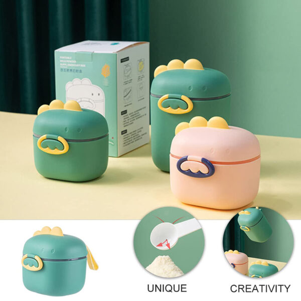 Portable Baby Formula Dispenser Feeding Milk Powder Container 400800ML Cartoon Dinosaur Shape Travel Food Storage Milk Powder Boxes with Spoon - Image 2