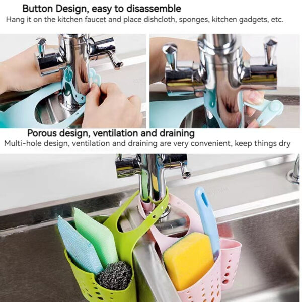 Kitchen Basket Kitchen Organizer Soap Sponge Drain Rack Sink Shelf Dish Drainer Portable Hanging Drain Basket Kitchen Gadget Kitchen Accessory