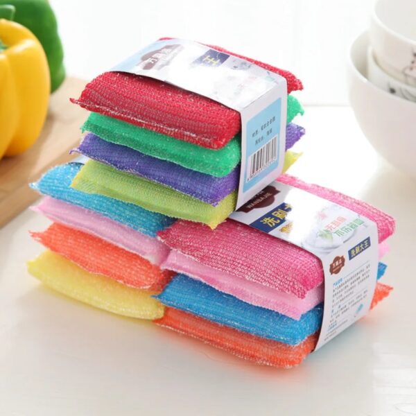 4Pcs Pan Pot Dish Wash Sponges Double Side Dishwashing Sponge Household Kitchen Cleaning Tools Tableware Dish Washing Brush