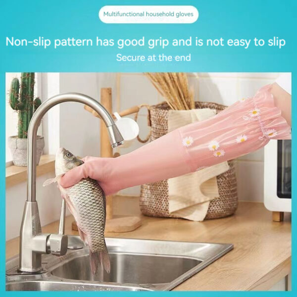 Thicken Dishwashing Gloves Waterproof Rubber Plus Velvet Winter Kitchen Durable Washing Dish Washing Rubber Household - Image 3