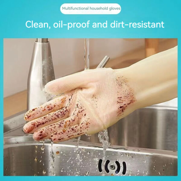 Thicken Dishwashing Gloves Waterproof Rubber Plus Velvet Winter Kitchen Durable Washing Dish Washing Rubber Household - Image 4