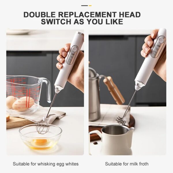 Hand Mixer Electric Milk Frother Whisk Egg Beater USB Rechargeable Handheld Coffee Blender Milk Shaker Mixer Foamer Food Blender - Image 4