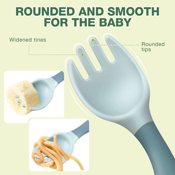 Silicone Baby Bendable Spoon Fork Utensils Set Kids Eating Training Auxiliary Food Toddler Twist Spoon Infant Children Tableware - Image 4