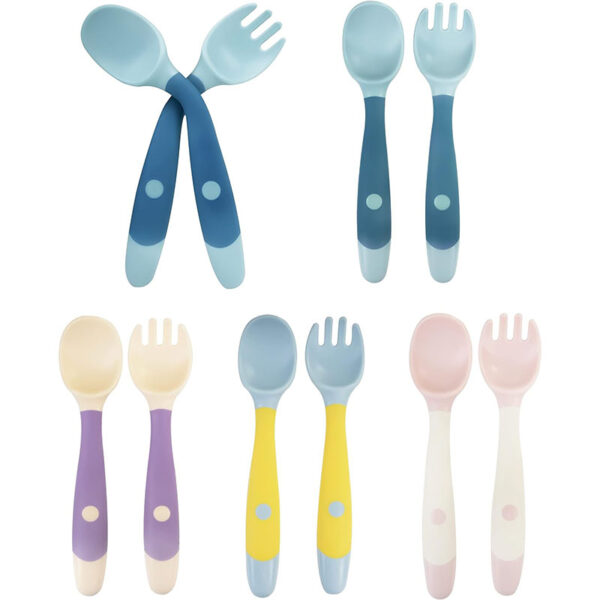 Silicone Baby Bendable Spoon Fork Utensils Set Kids Eating Training Auxiliary Food Toddler Twist Spoon Infant Children Tableware - Image 6