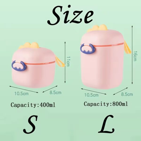 Portable Baby Formula Dispenser Feeding Milk Powder Container 400800ML Cartoon Dinosaur Shape Travel Food Storage Milk Powder Boxes with Spoon - Image 7