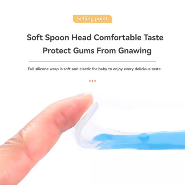 Cute Baby Silicone Spoon BPA Free Non-toxic Newborn Training Long Handle Baby Spoon Soft Head Eating Spoon - Image 6