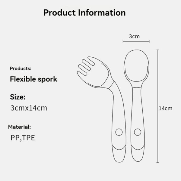 Silicone Baby Bendable Spoon Fork Utensils Set Kids Eating Training Auxiliary Food Toddler Twist Spoon Infant Children Tableware - Image 7