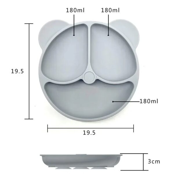 Cartoon Bear Shaped Baby Silicone Plate Cute Portable Suction Plate Kids Divided Plate Non-Slip Strong Suction Dishes for Baby Toddlers - Image 8