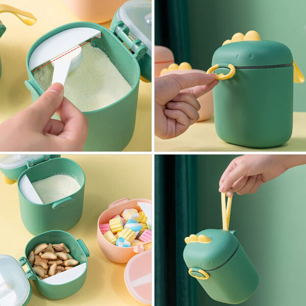 Portable Baby Formula Dispenser Feeding Milk Powder Container 400800ML Cartoon Dinosaur Shape Travel Food Storage Milk Powder Boxes with Spoon