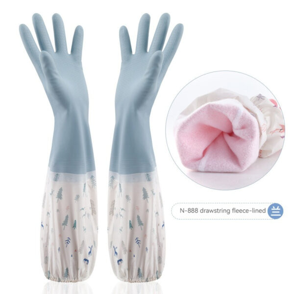 Thicken Dishwashing Gloves Waterproof Rubber Plus Velvet Winter Kitchen Durable Washing Dish Washing Rubber Household